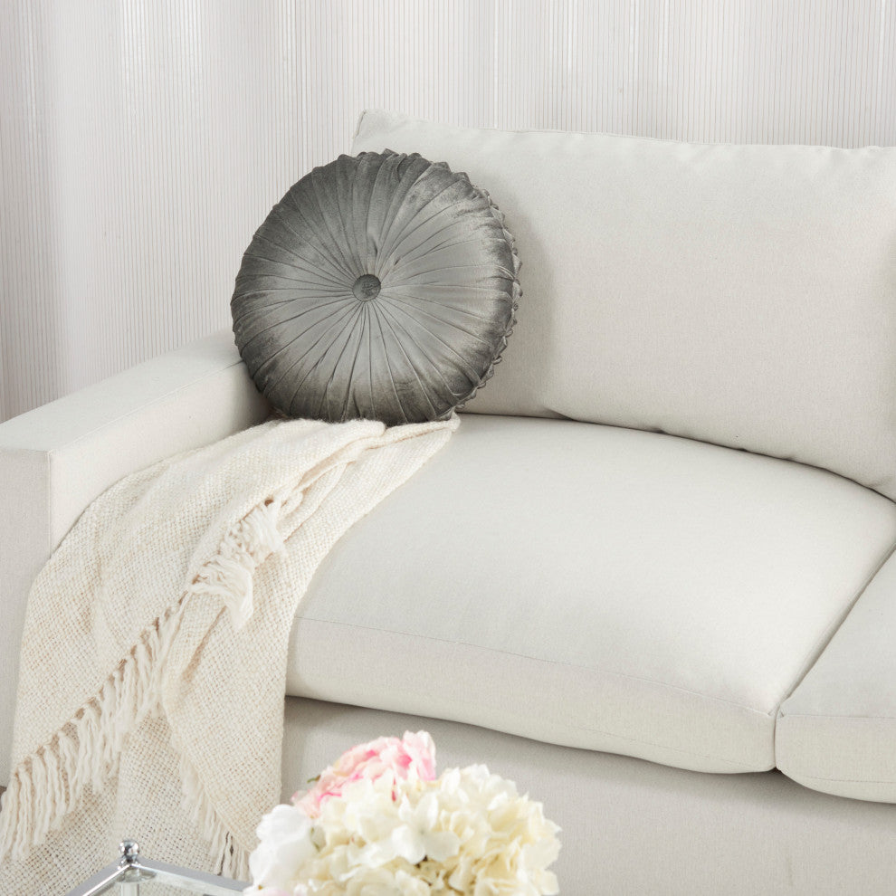 Mina Victory RC813 Throw Pillow, Charcoal, 16" x 16"Round