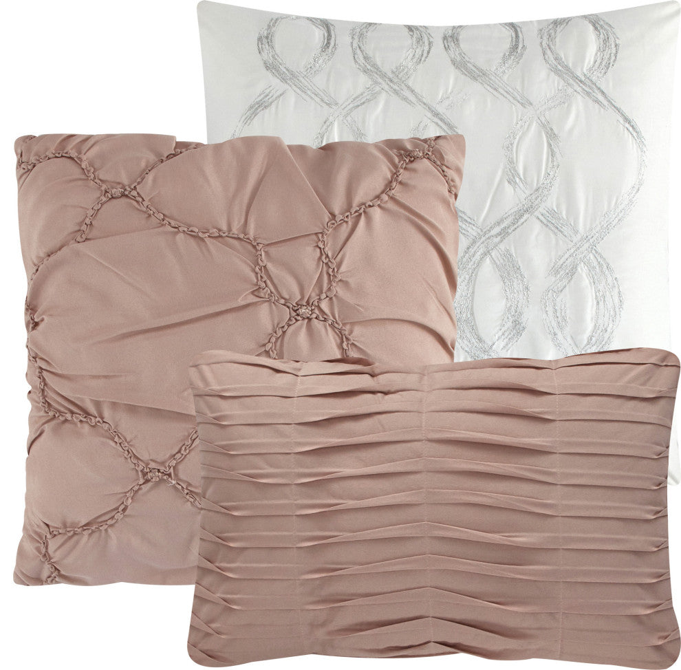 Mariscos 7 Piece Comforter Set, Blush, King