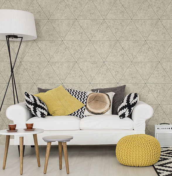 Concrete Geometric Wallpaper, Off-White, Bolt