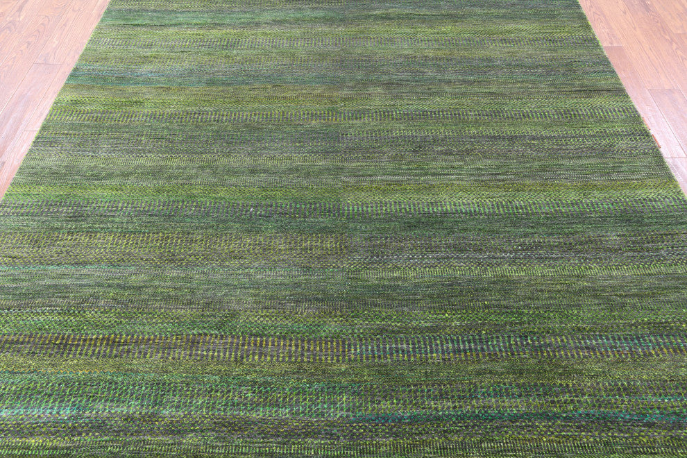 7' 10" X 9' 10" Super Savannah Gabbeh Hand Knotted Wool & Silk Rug - Q13061