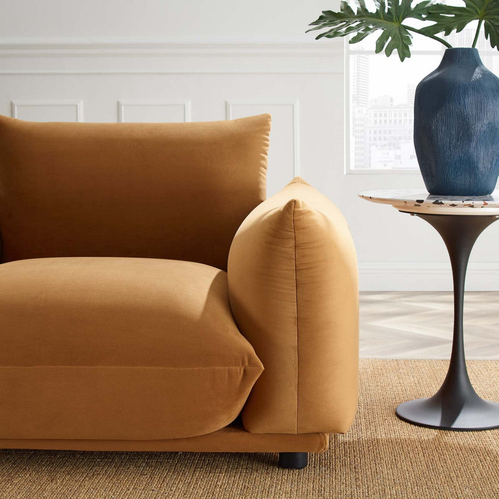 Copious Performance Velvet Armchair Cognac