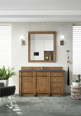 Bristol 60" Single Vanity, Saddle Brown, w/ 3 CM Charcoal Soapstone Quartz Top