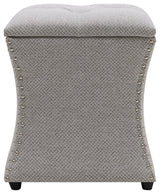 Amelia Fabric Nailhead Tufted Storage Ottoman, Cardiff Gray