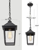 Farmhouse Exterior Hanging Porch Light, Black Chandelier, Seeded Glass Shade