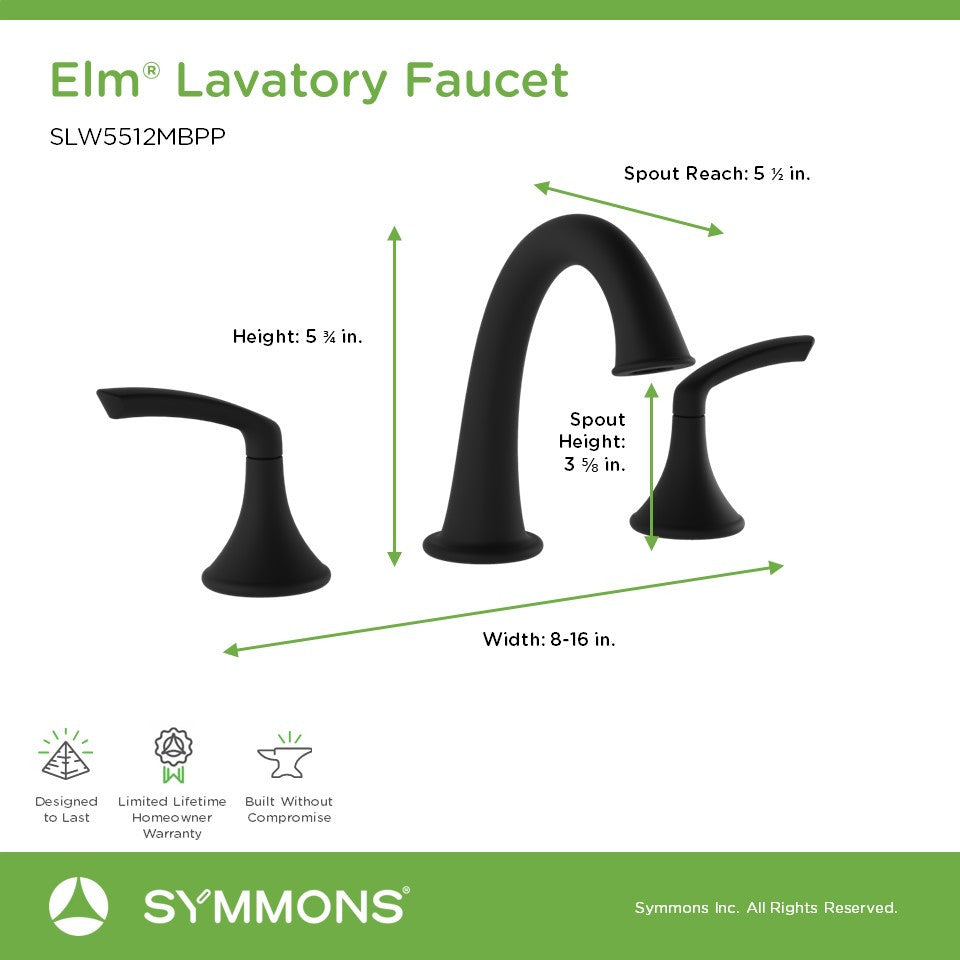 Elm Lavatory Faucet, Matte Black, Push Pop Drain