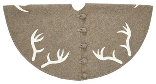 Handmade Antlers Tree Skirt Hand Felted Wool 72"