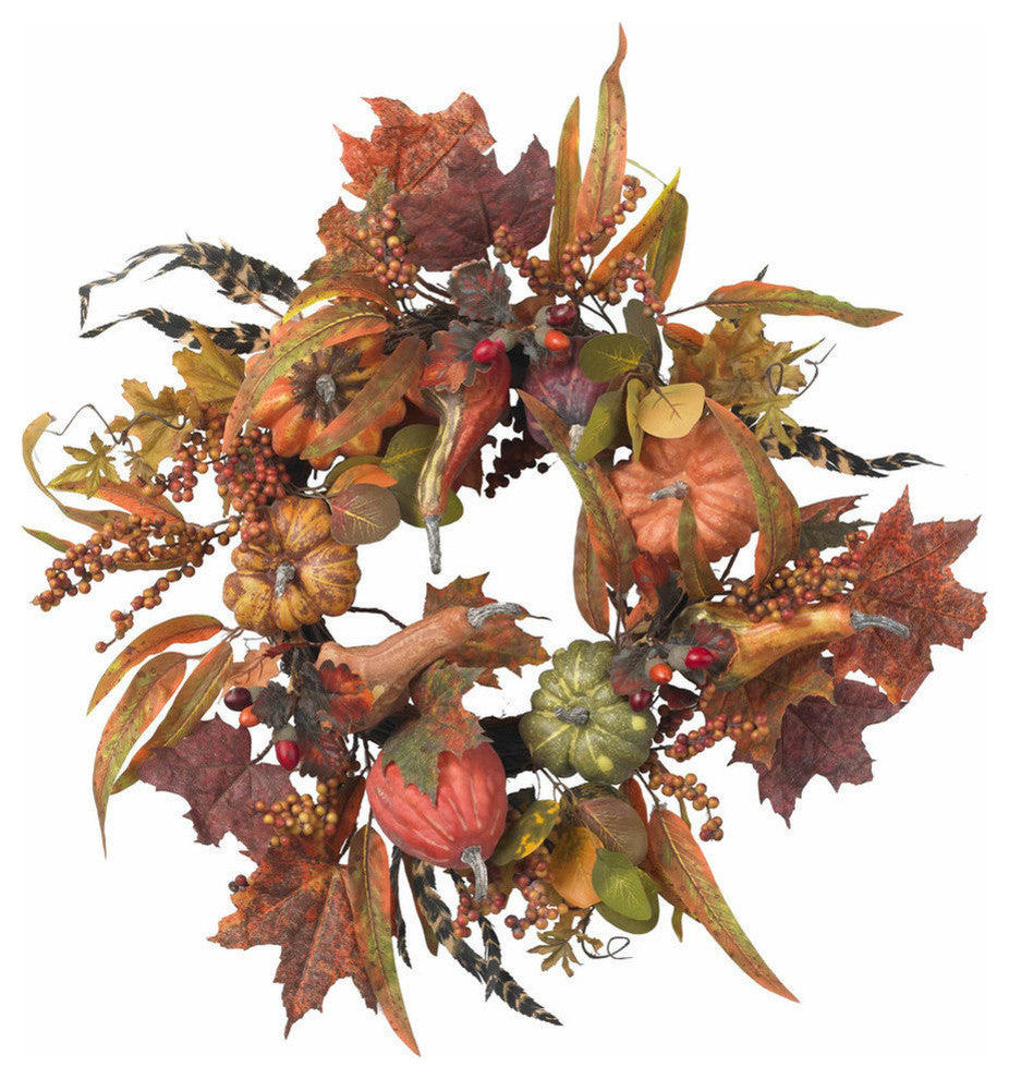 24" Pumpkin and Berry Wreath