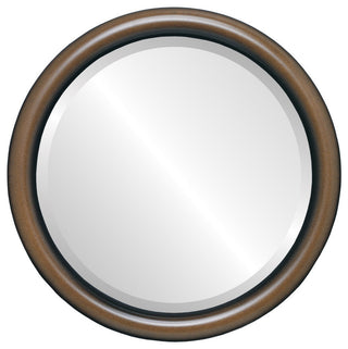 Pasadena Framed Round Mirror, Walnut, 25"x25"