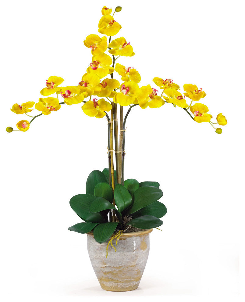 Triple Stem Phalaenopsis Silk Orchid Arrangement, Gold