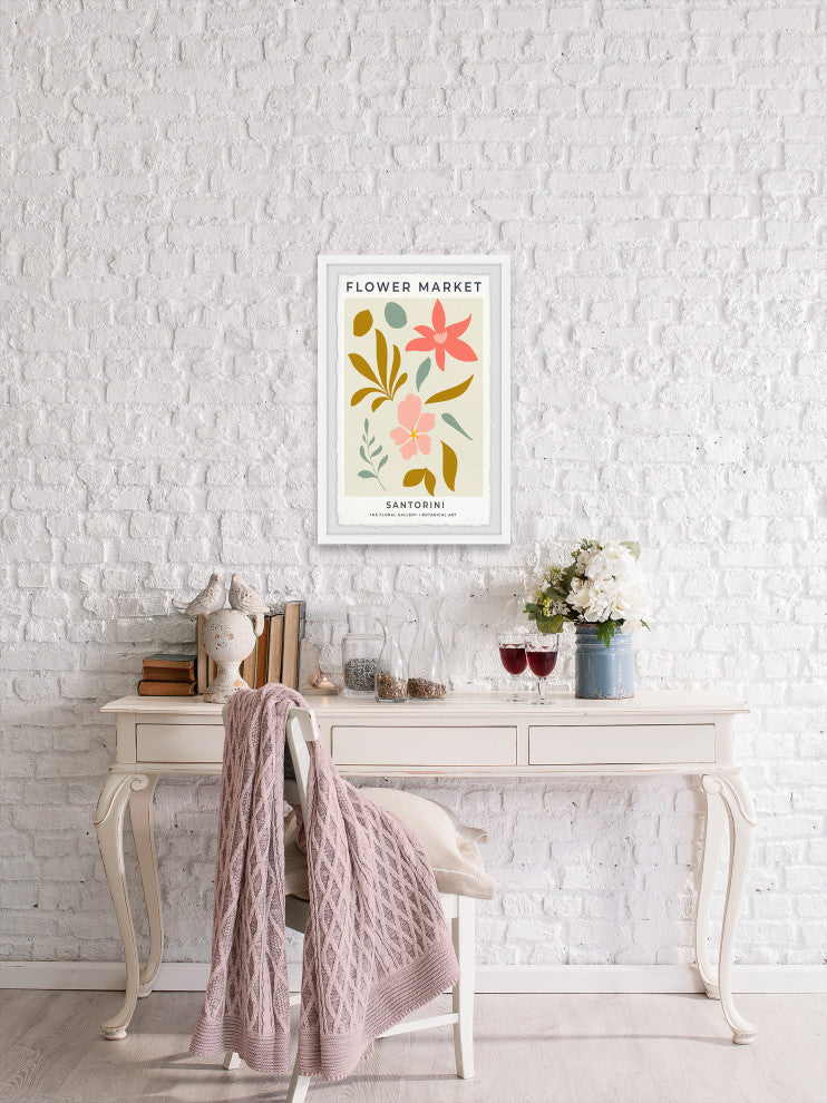 "Flower Market Santorini" Framed Painting Print, 16x24