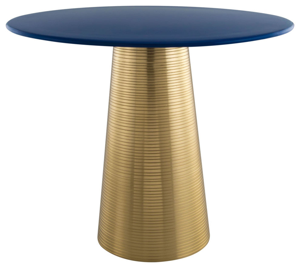 Sofa Side Table, Round, Aluminum, Metal, Dark Blue, Gold, Lounge Hospitality