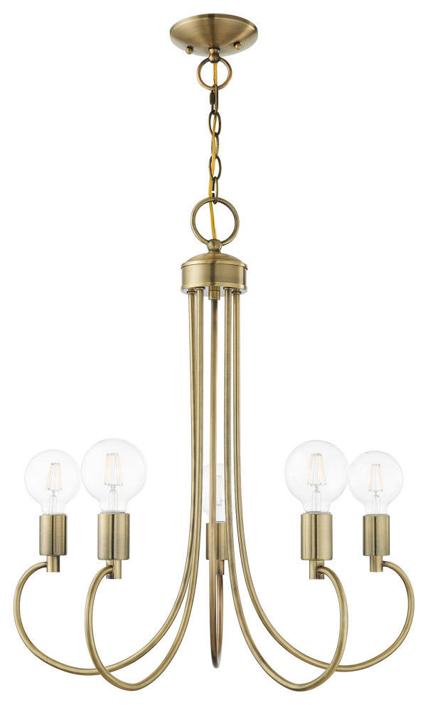 Livex Lighting Bari 5 Light Antique Brass Chandelier