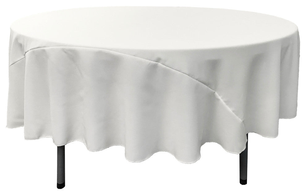 LA Linen Polyester Poplin Tablecloth 90" Round, White