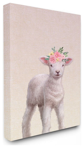 Baby Lamb Floral Rose Crown Girly Pink Nursery,1pc, each 24 x 30