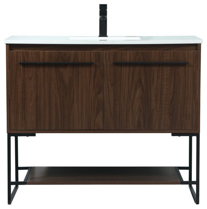 Sue 40" Single Bathroom Vanity, Walnut