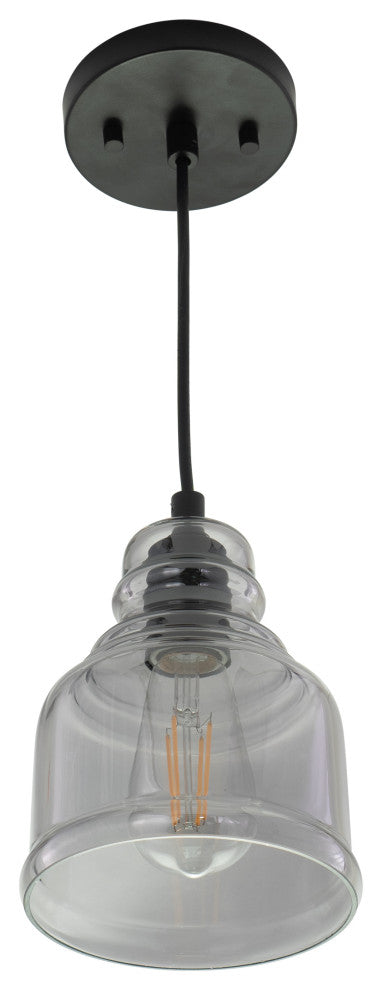 Millie 8.25"H Mini Pendant Matte Black with Smoke Glass