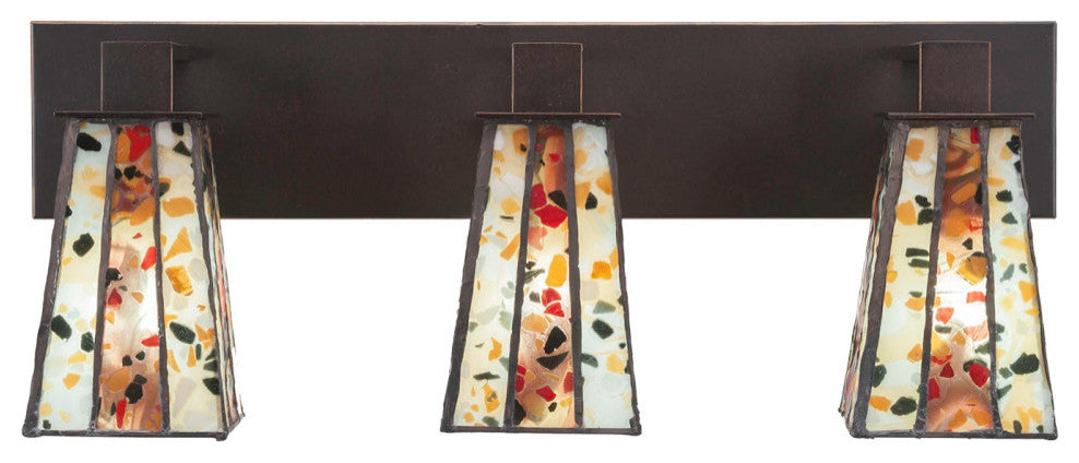 Apollo 3-Light Bath Bar, Dark Granite/Fiesta Art