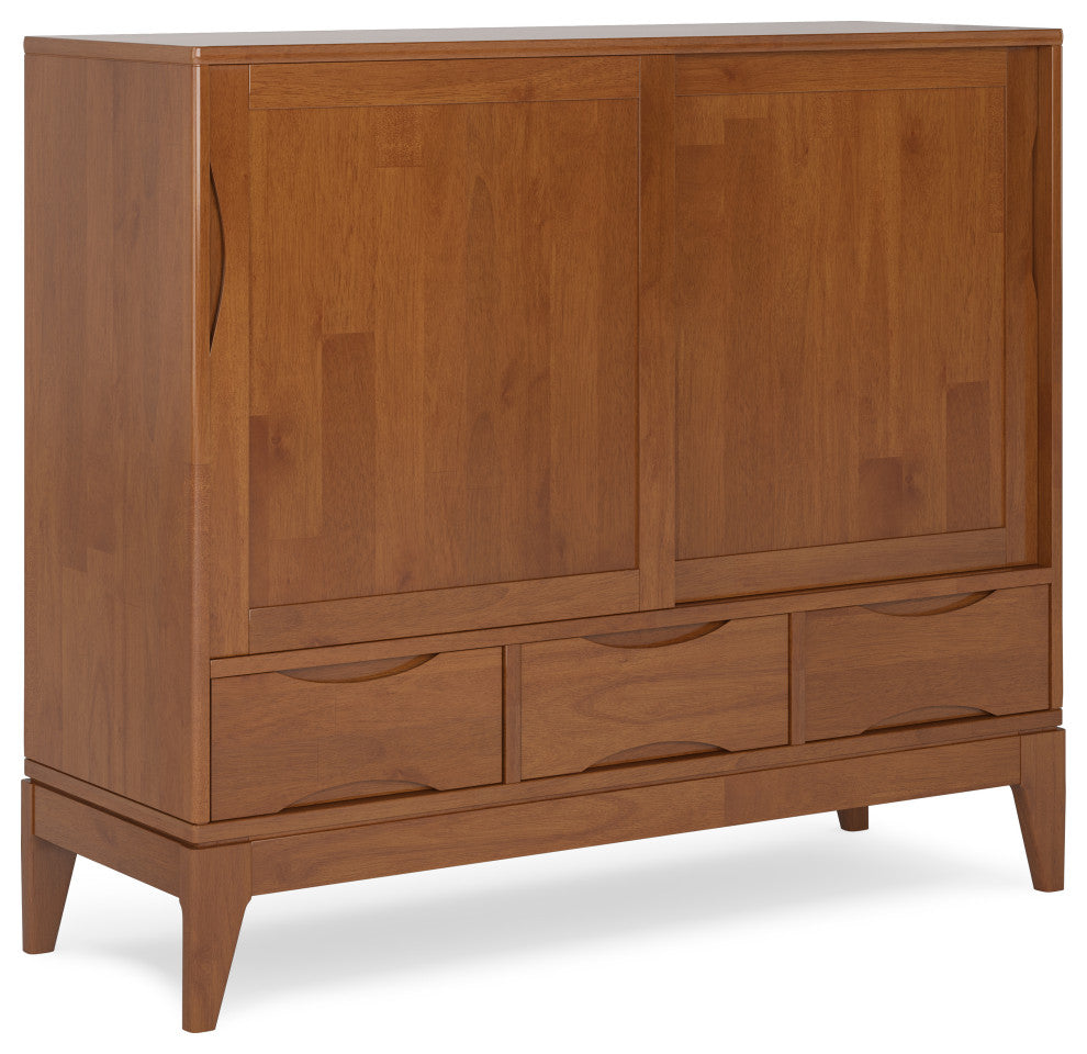 Harper Solid Hardwood Medium Storage Cabinet, Teak Brown