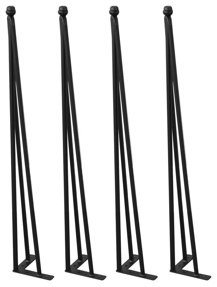 Serenta Hairpin Metal Table Legs, 4-Piece Set, Black, 30"