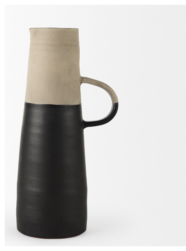 16" Rustic Organic Black and Natural Decorative Jug