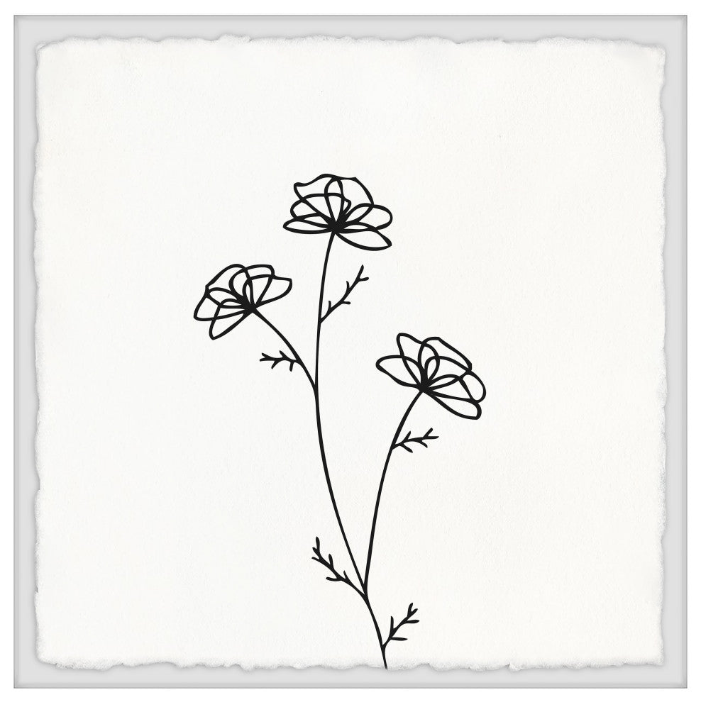 "Poppy Outline" Framed Painting Print, 32x32