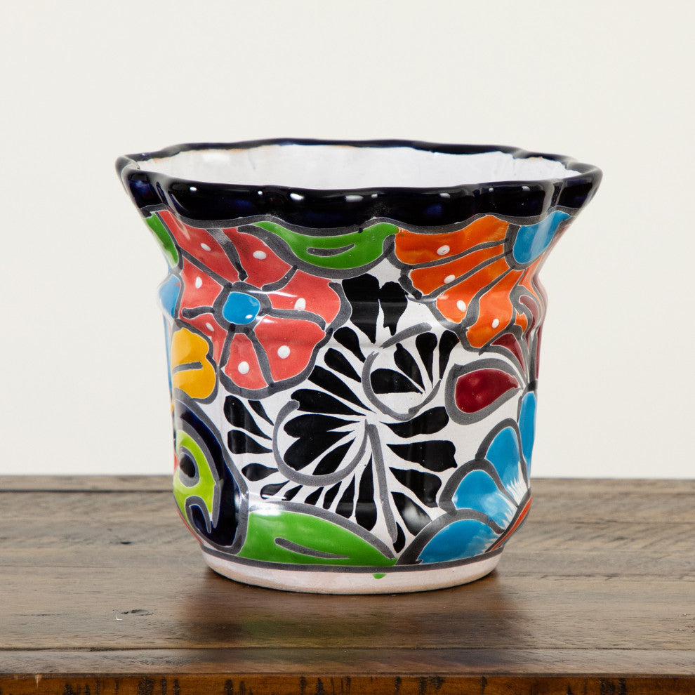 7in. x 8in. Handmade Mexican Talavera Ceramic Planter