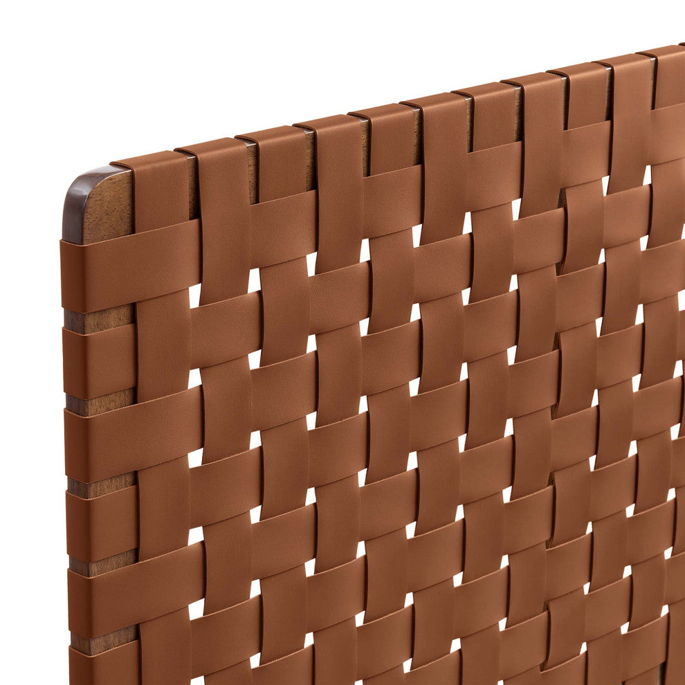 Sparta Weave Vegan Leather King Headboard, Walnut Brown