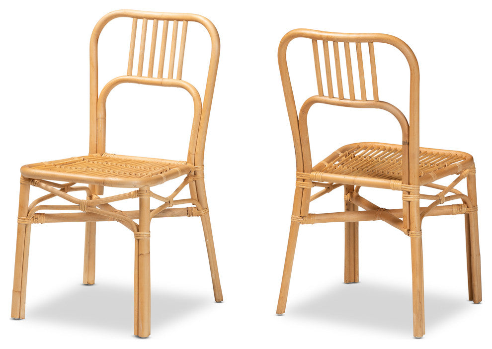 Githa Natural Rattan 2-Piece Dining Chair Set