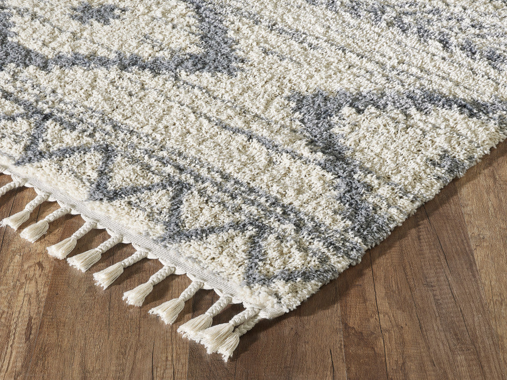 Abani Willow WIL110A Bohemian Geometric Ivory and Grey Area Rug