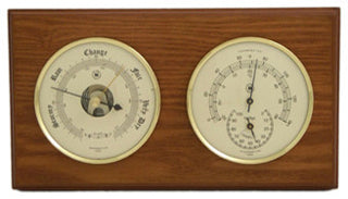 Barometer and Thermometer With Hygrometer on Oak Wood