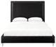 Giovanna Nailhead Trim Platform Bed, Black Leather Pu, King