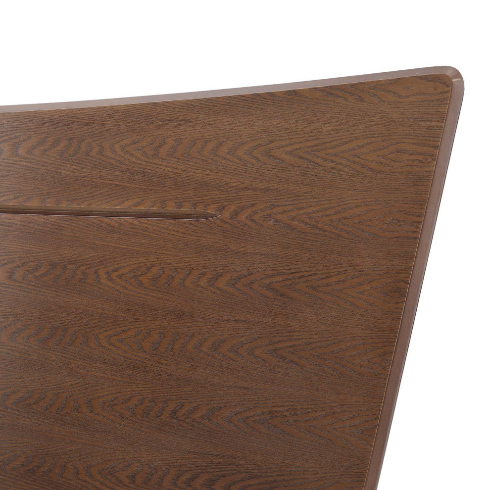 Platform Bed Frame, Full Size, Wood, Brown Walnut, Modern Mid-Century, Bedroom