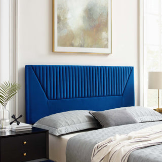 Patience Channel Tufted Performance Velvet Full/Queen Headboard, Navy
