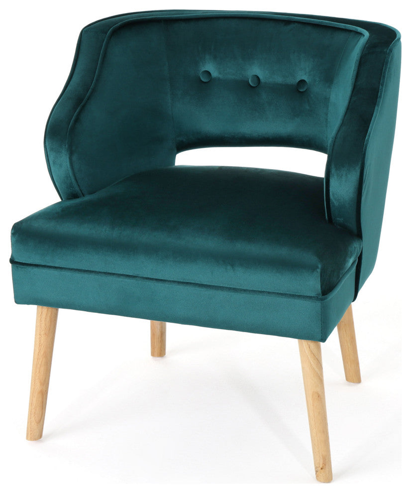 GDF Studio Michaela Mid Century Velvet Accent Chair, Teal