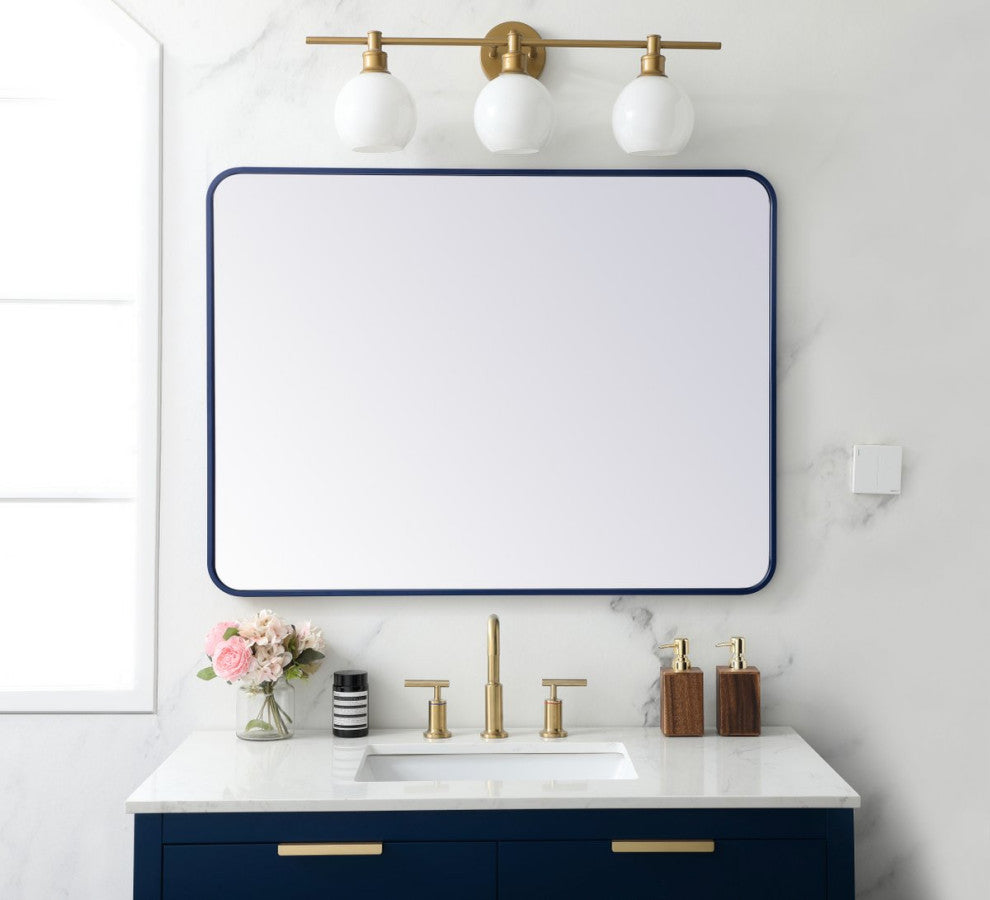 Elegant MR803040BL Soft Corner Metal Rectangular Mirror 30X40", Blue