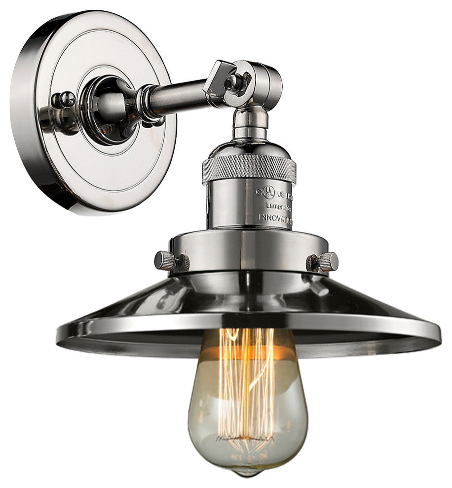 Railroad 1-Light Dimmable LED Sconce, Polished Nickel