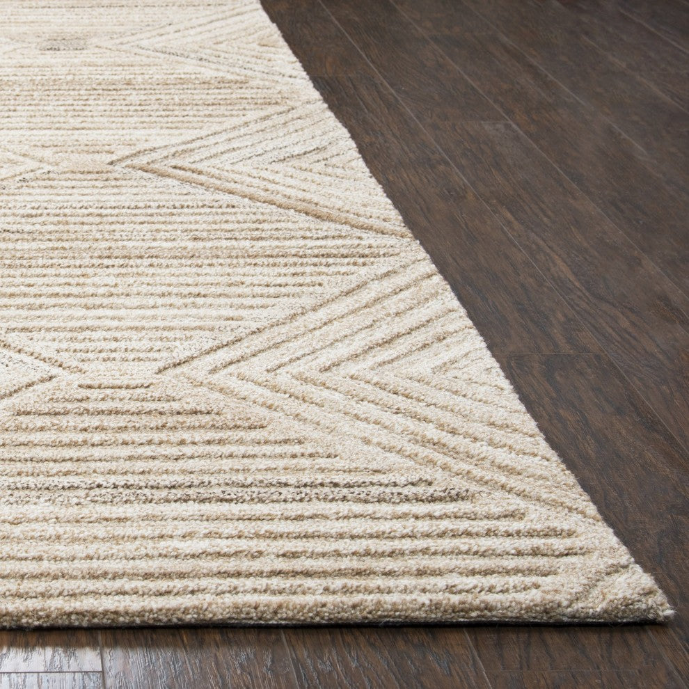 Rizzy Home Suffolk SK335A Tan Geometric/Solid Area Rug, Rectangular 9'x12'