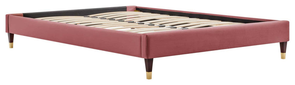 Harlow Full Performance Velvet Platform Bed Frame Dusty Rose