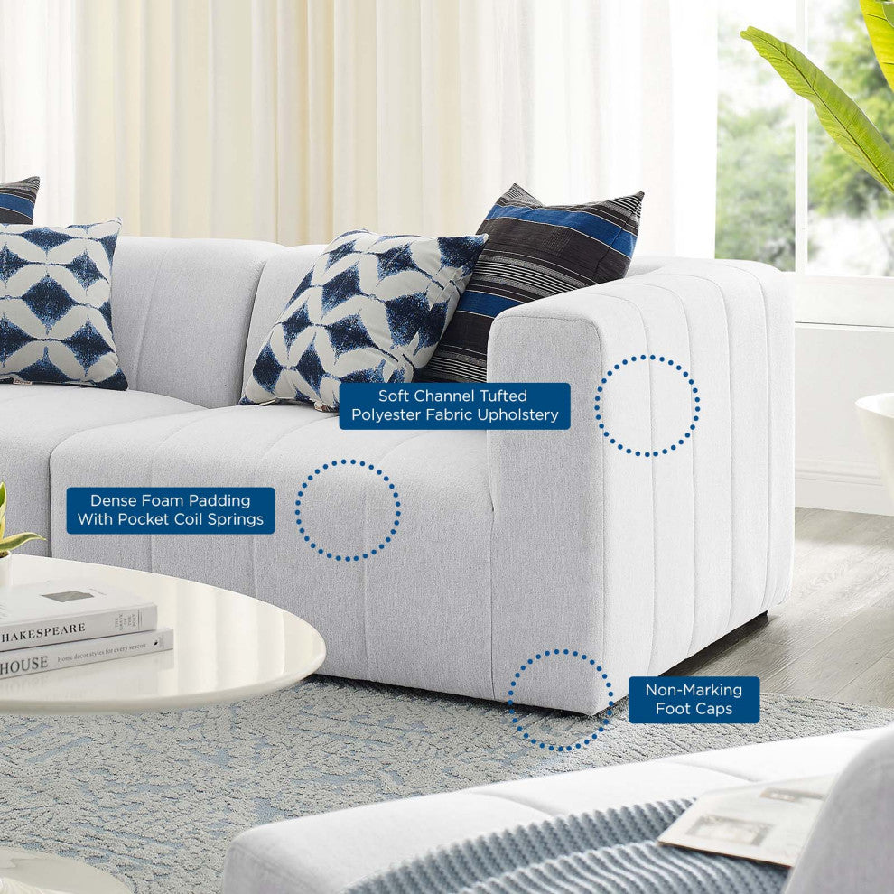 Loveseat Sofa, Fabric, Ivory White, Modern, Living Lounge Hotel Hospitality
