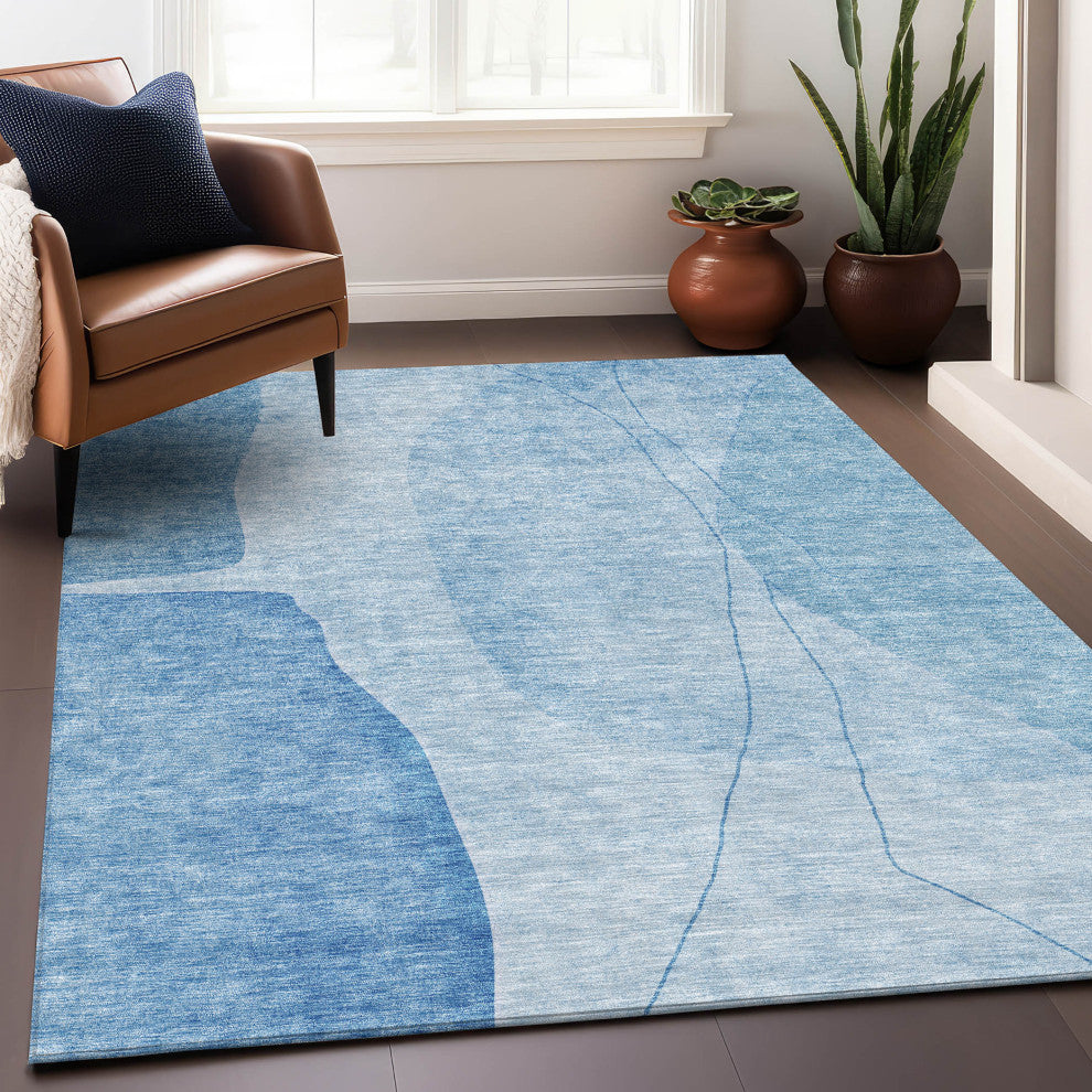 Premium Machine Washable Mayfield AMF696 Blue 8' x 10' Rug