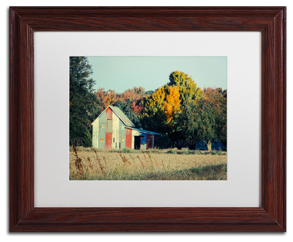 PIPA Fine Art 'Patriotic Barn in Field' Matted Framed Art, 14x11