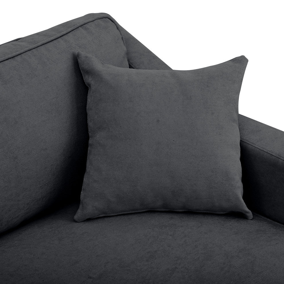 81 Inch Polyester Modern Loveseat Sofa with Two Pillows, Grey