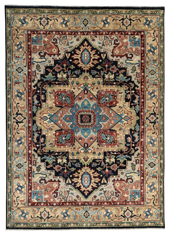 Navy / GOLD Traditional Classic Heriz Serapi Area Rug
