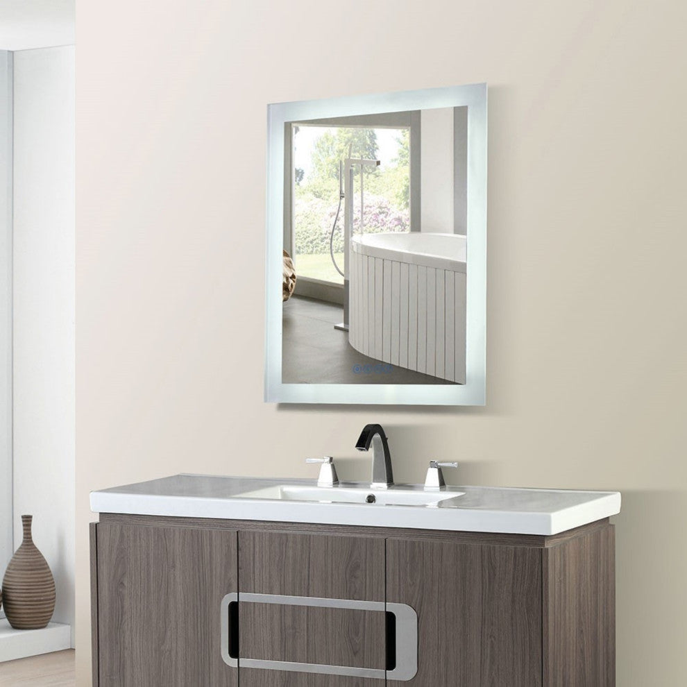 24" Rectangular Led Bordered Illuminated Mirror With Bluetooth Speakers