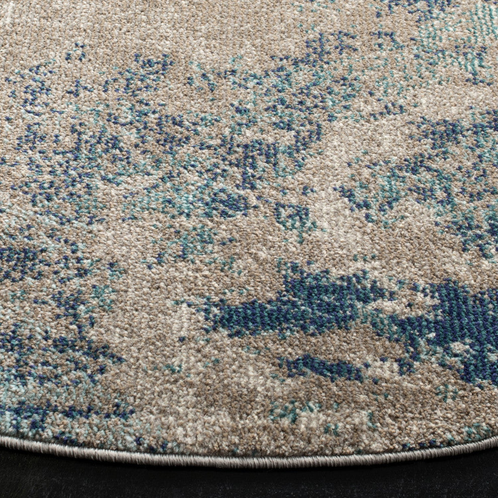 Safavieh Madison Mad440M Organic and Abstract Rug, Blue and Gray, 8'0"x8'0" Round