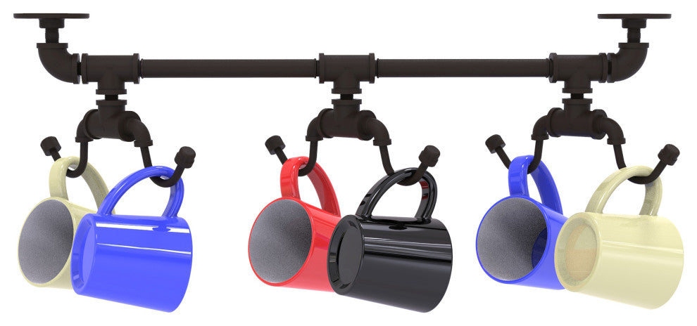 Pipeline Under Cabinet 6 Coffee Mug Rack, Oil Rubbed Bronze