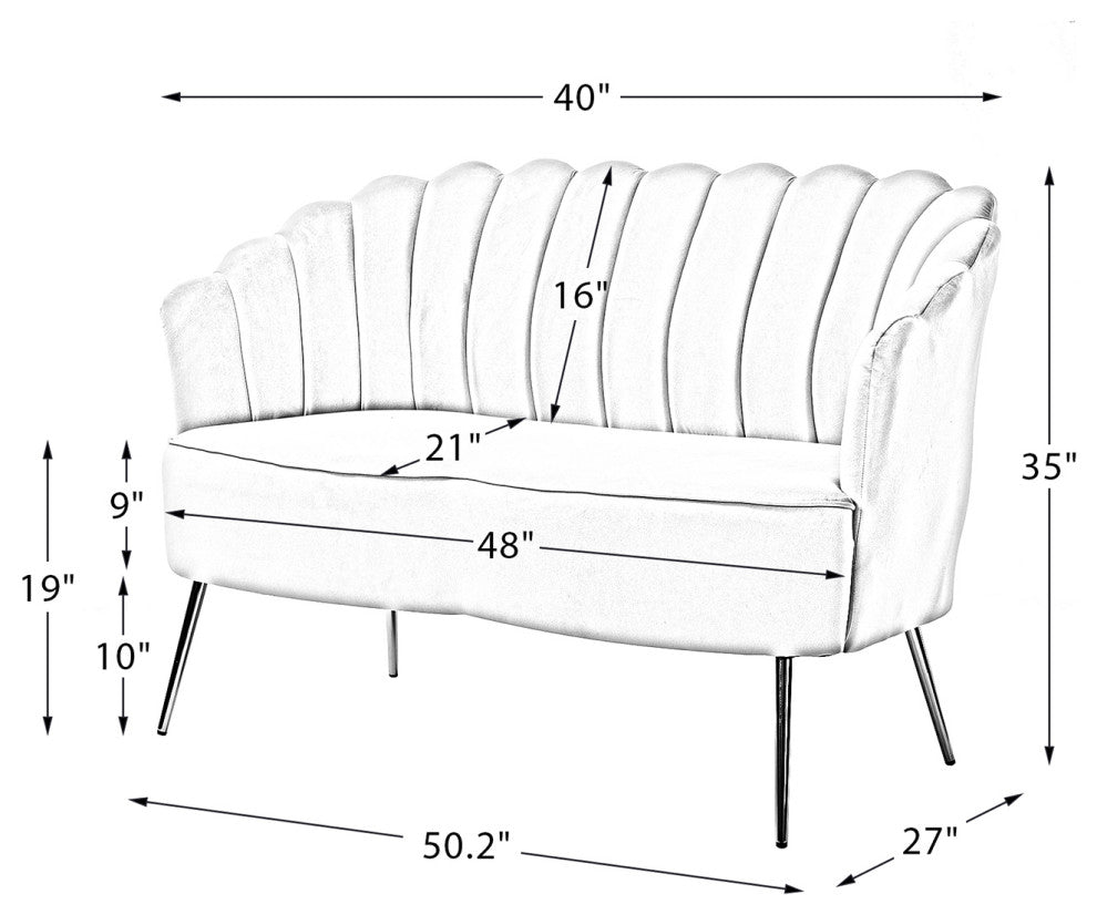 Upholstered 52" Loveseat With Tufted Back, Ivory