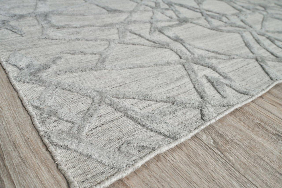 Windsor Handmade Hand Loomed Wool and Bamboo Silk Gray Area Rug