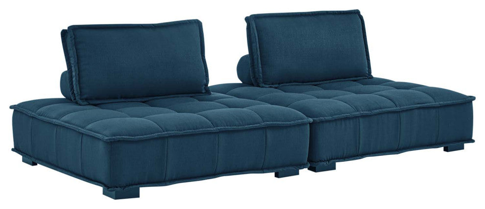 Saunter Tufted Fabric Fabric 2-Piece Loveseat Azure