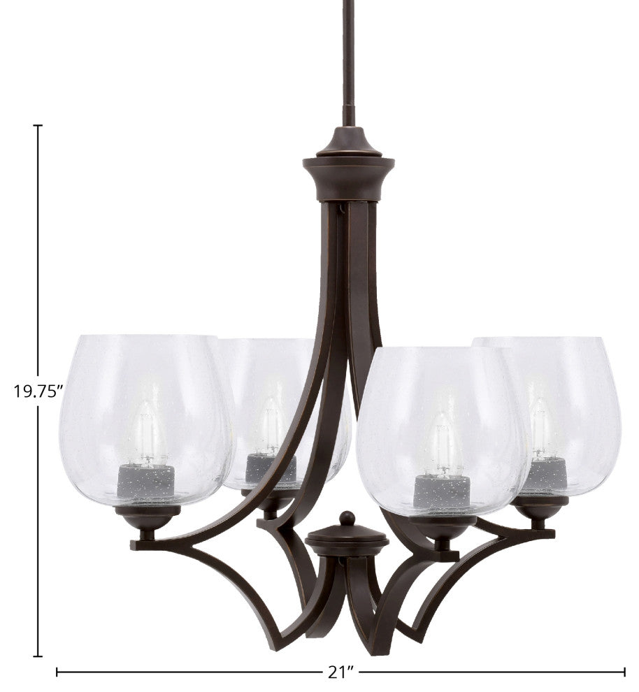 Zilo Uplight, 4 Light, Chandelier, Dark Granite Finish, 6" Clear Bubble Glass